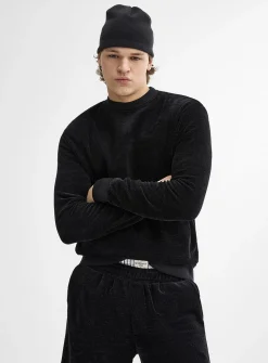 Solid chenille knit sweater