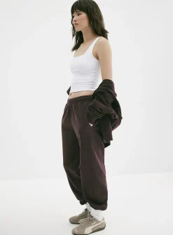 Solid cotton-fleece loose joggers