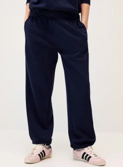 Solid cotton-fleece loose joggers