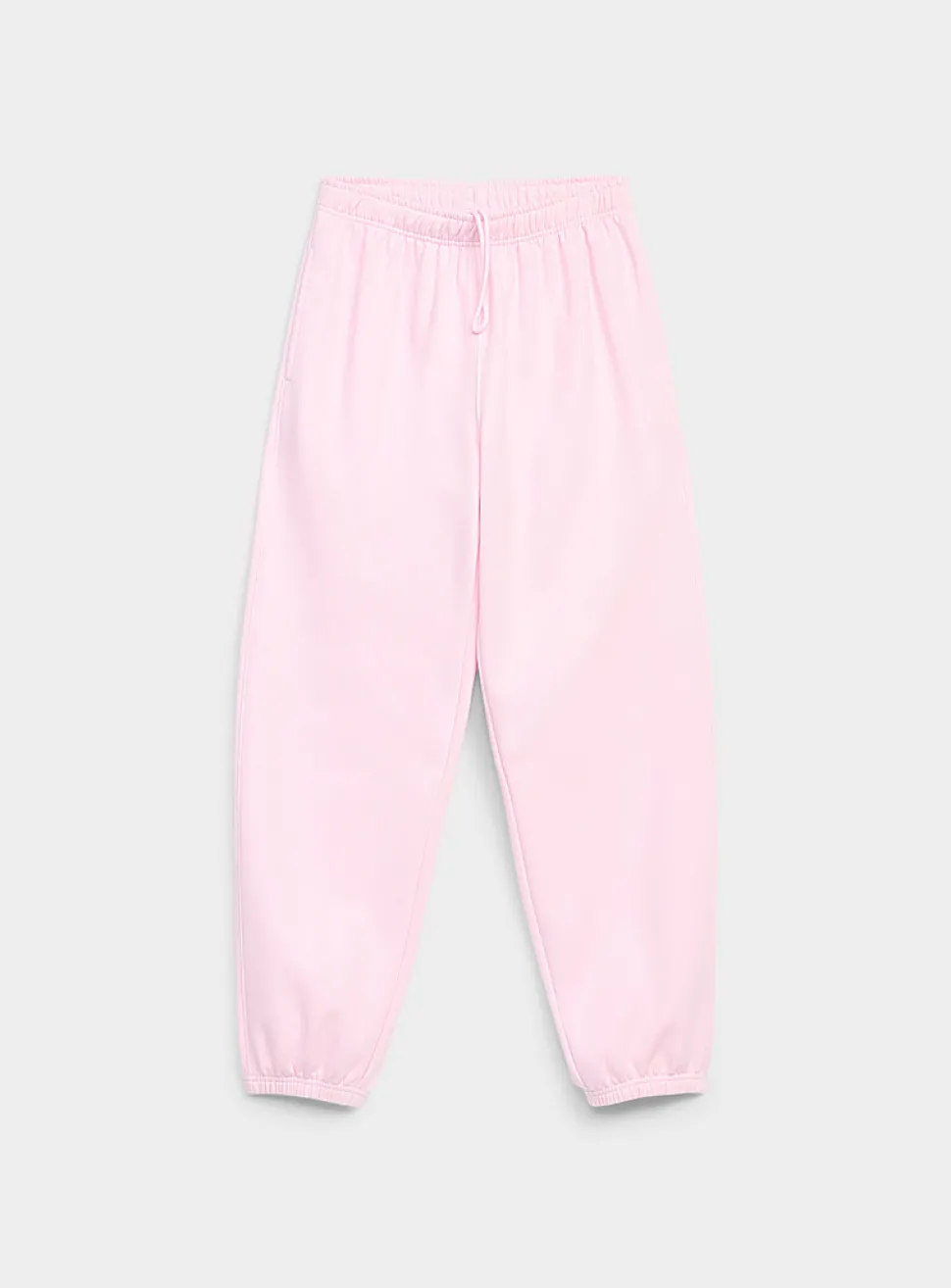 Solid cotton-fleece loose joggers
