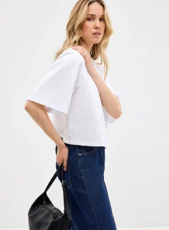 Solid cropped boxy-fit T-shirt