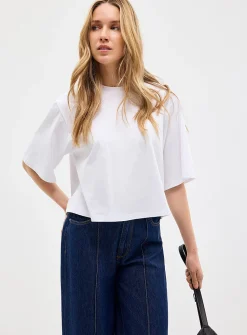 Solid cropped boxy-fit T-shirt