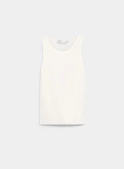Solid pure linen crew-neck cami