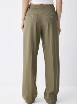 Solid straight dress pant