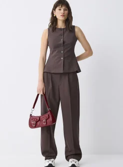 Solid straight dress pant