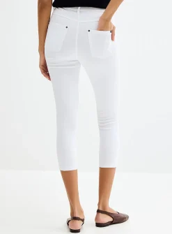 Solid stretch denim capri legging