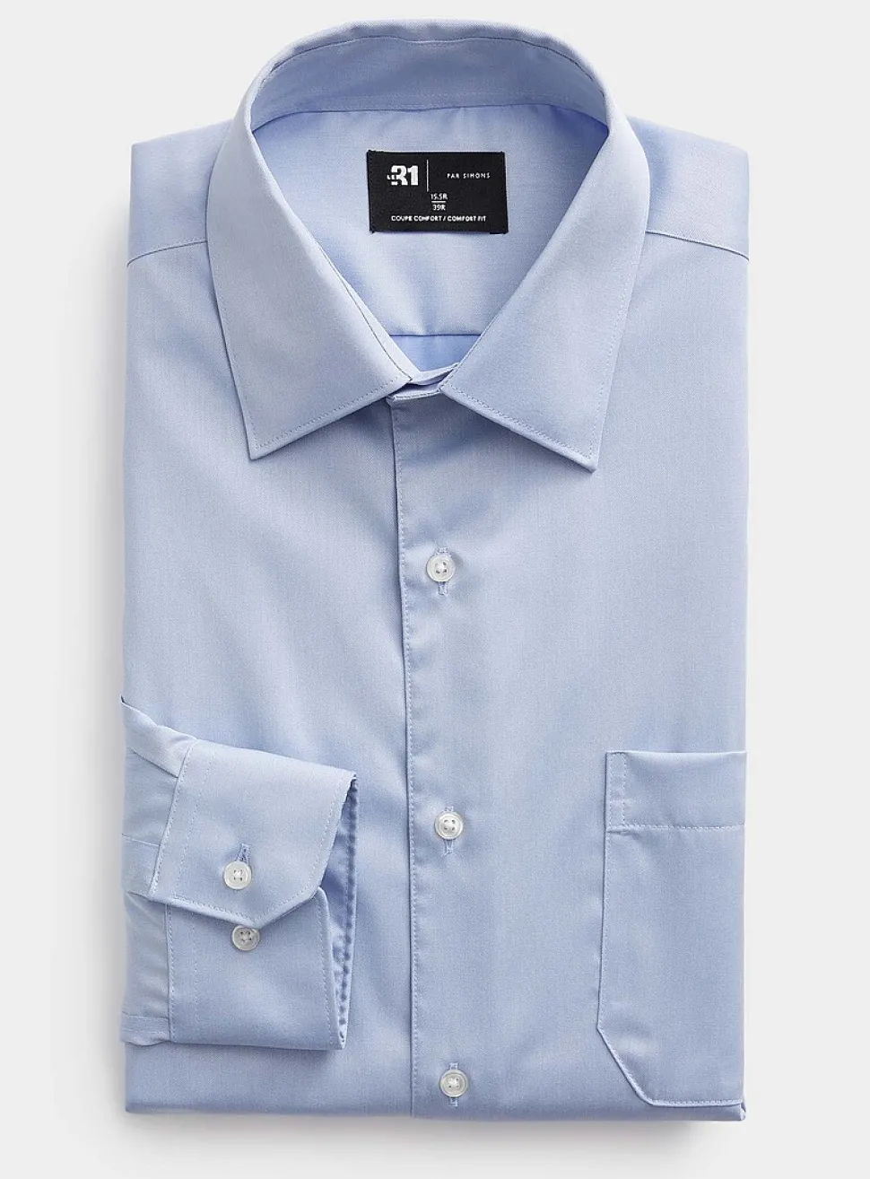 Solid twill wrinkle-free shirt