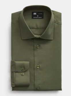Solid wrinkle-free Dobby shirt