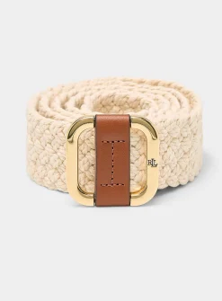 Square-buckle braided cord belt