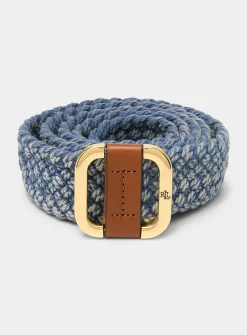 Square-buckle braided cord belt
