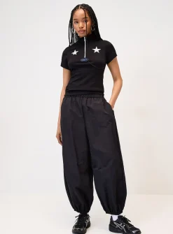Stars zippered mock-neck T-shirt