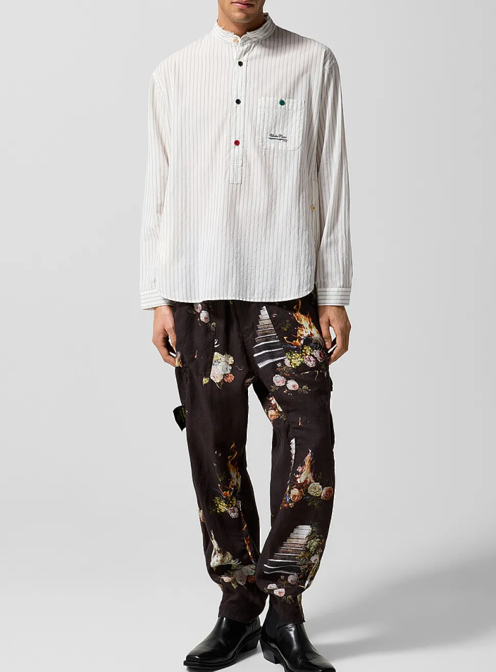 Still life print linen pant