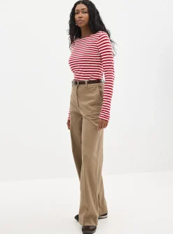 Stretch coffee-brown twill pant