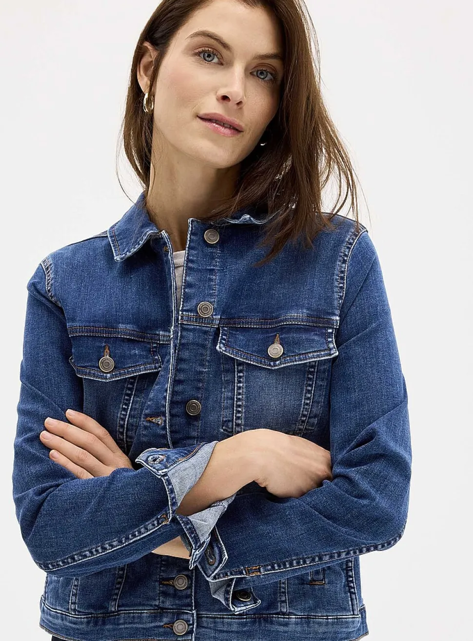 Stretch denim fitted jacket