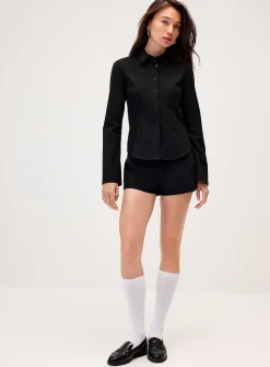 Stretch fitted crepe shirt
