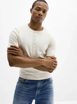 Stretch jersey Henley T-shirt
