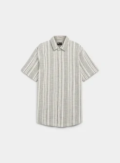 Striped bouclé-knit shirt