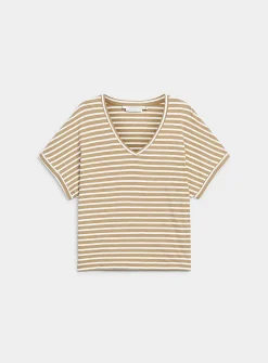 Striped cap-sleeve organic cotton T-shirt