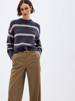 Striped cropped boxy-fit sweater