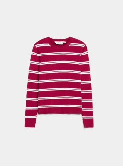Striped fine-knit sweater