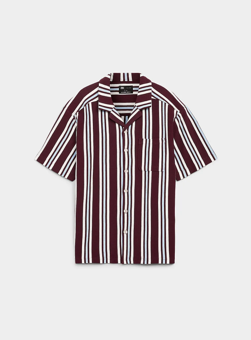 Striped knit camp shirt