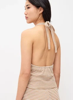 Striped knit halter cami