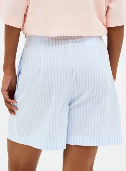 Striped lightweight poplin short