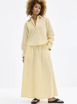 Striped lightweight poplin maxi skirt