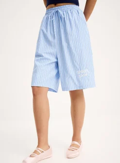 Striped poplin Bermuda shorts