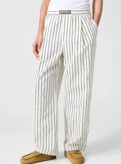 Striped poplin pyjama-style pant