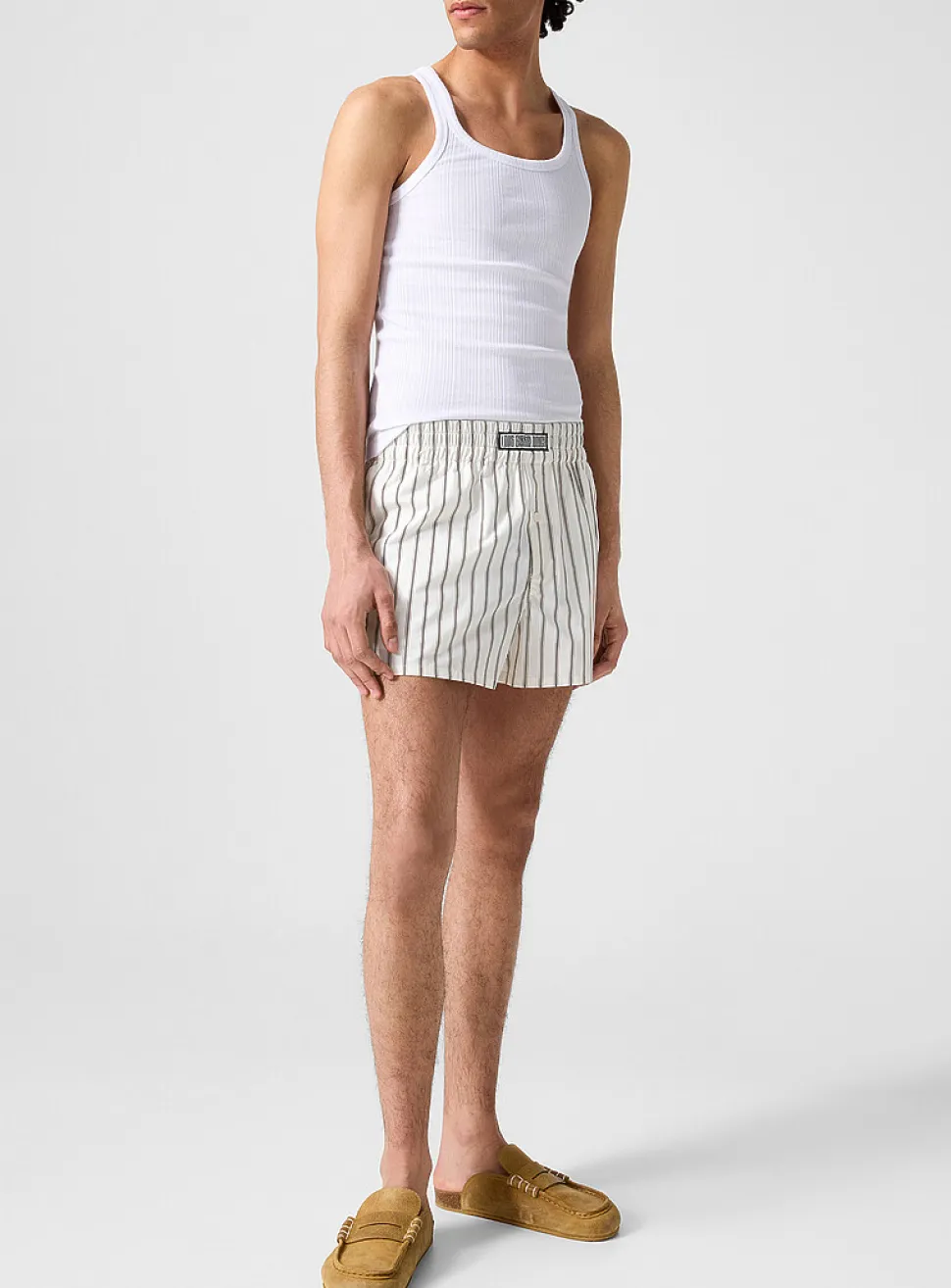 Striped poplin pyjama-style shorts