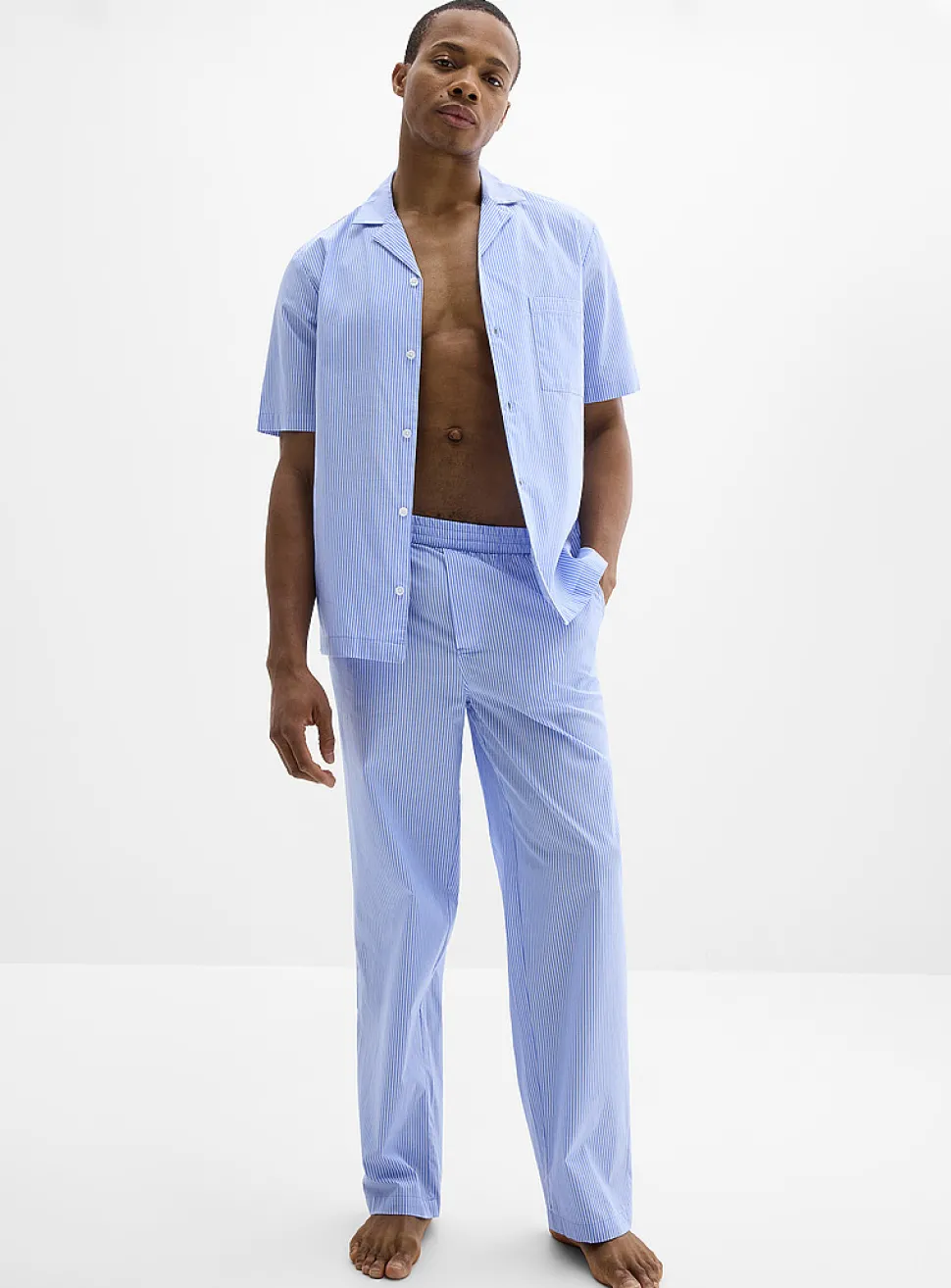 Striped poplin shirt