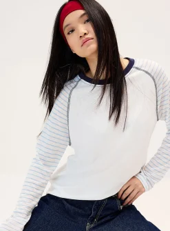Striped raglan sleeve T-shirt