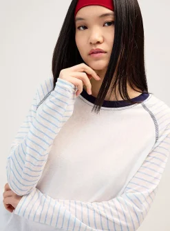 Striped raglan sleeve T-shirt
