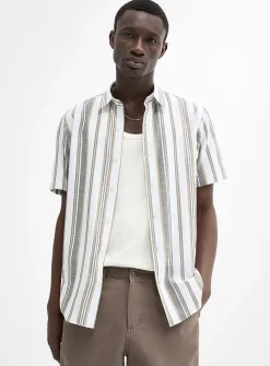 Striped raw-fabric shirt