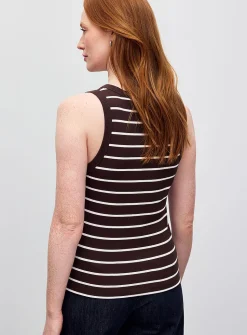 Striped ribbed fitted cami