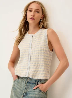 Striped ribbed knit vest