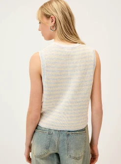 Striped ribbed knit vest