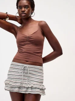 Striped ruffled miniskirt
