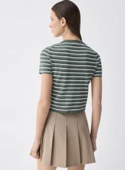 Striped short-sleeve cardigan