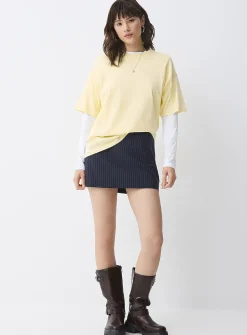 Striped straight miniskirt