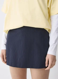 Striped straight miniskirt