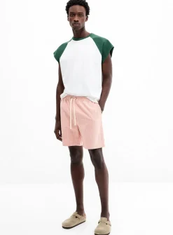 Striped textured twill short