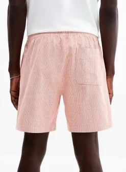 Striped textured twill short