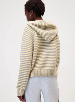 Striped zippered hooded cardigan