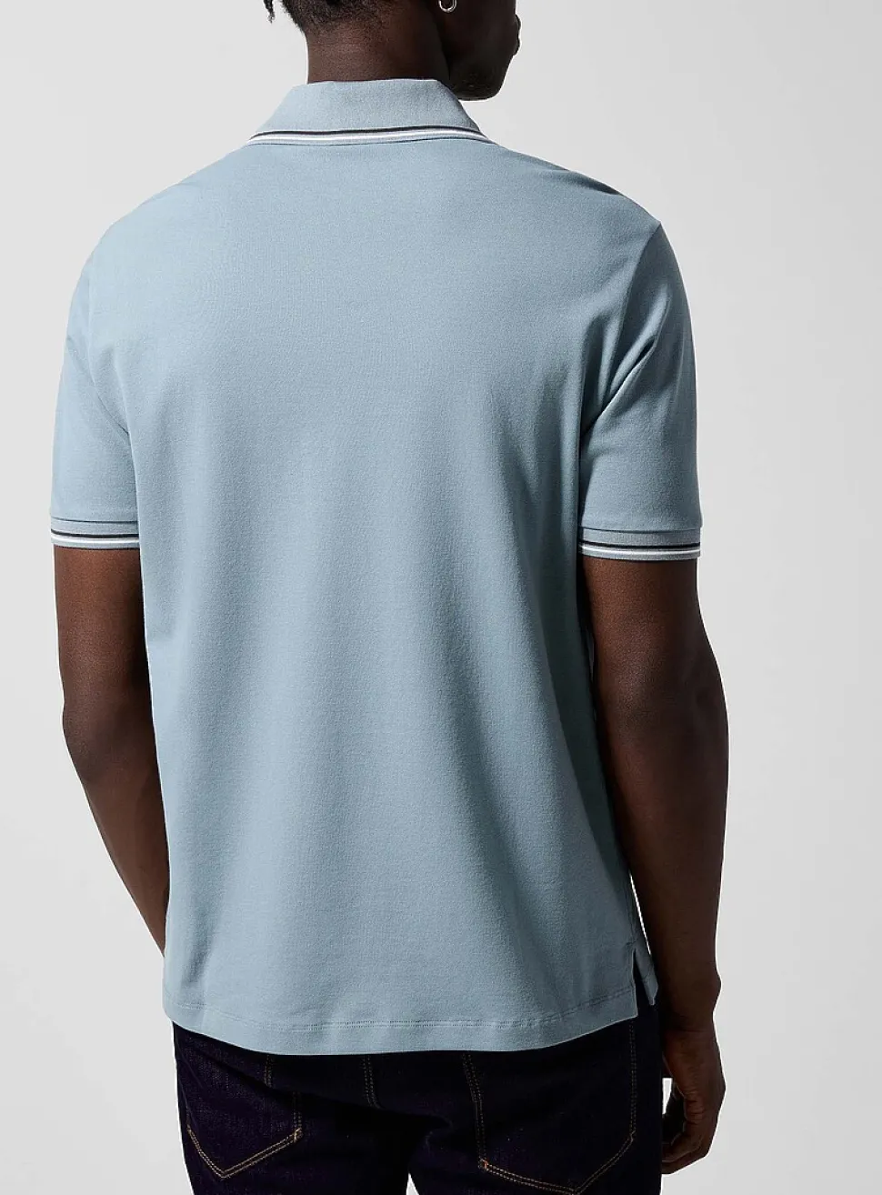Striped-trim polo