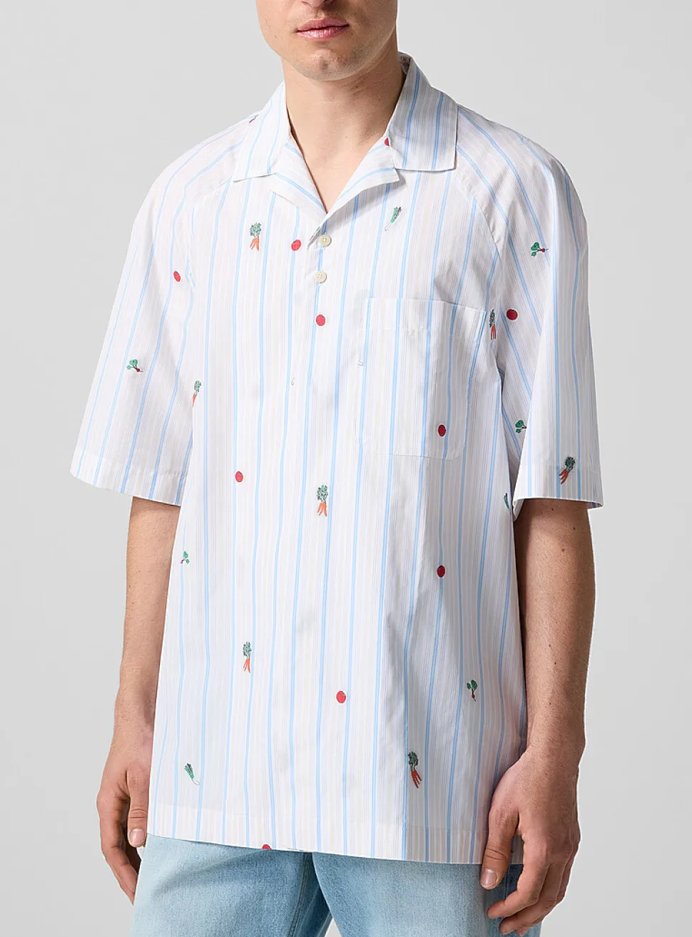 Stripes and vegetables cabana shirt