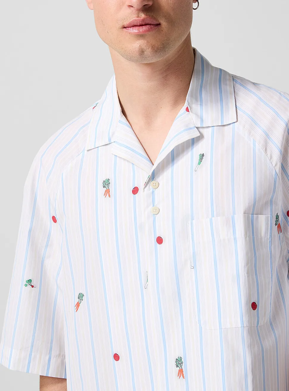Stripes and vegetables cabana shirt