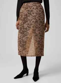 Structured lace pencil skirt