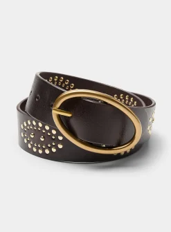 Studded leather Western belt